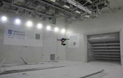 UAV / Drone Flying in a Climatic Wind Tunnel 
