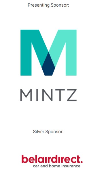 Sponsors of the 2024 Chancellor's Challenge, Mintz and belairdirect logos.