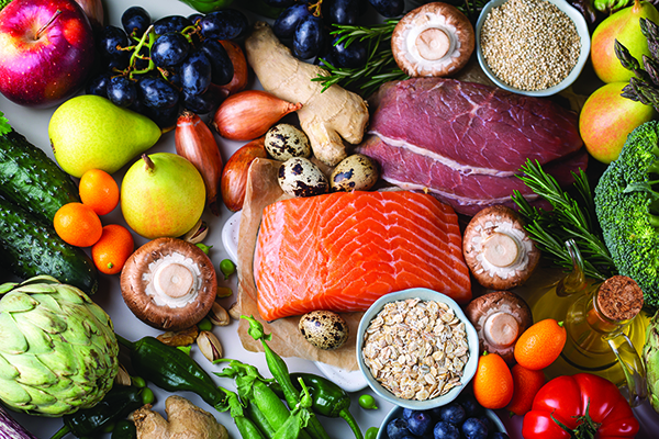 An assortment of fruits and vegetables.