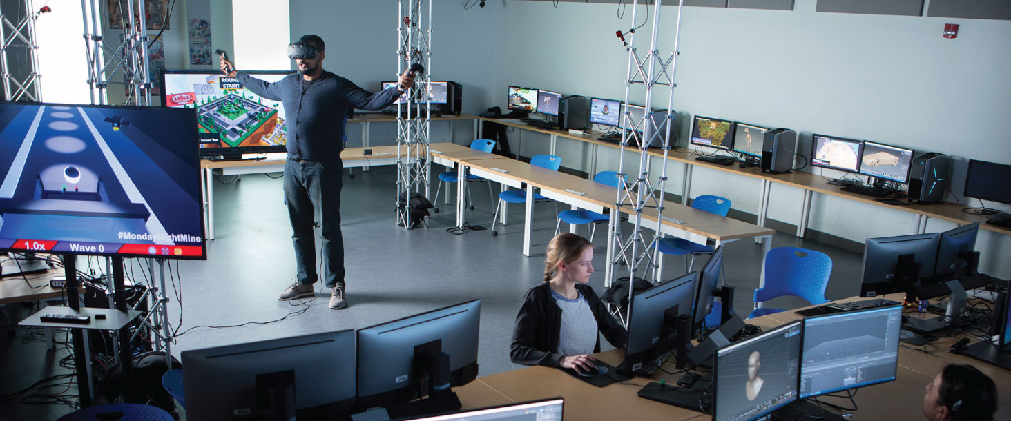 Students working in the 3D Lab in the Faculty of Business and Information Technology.