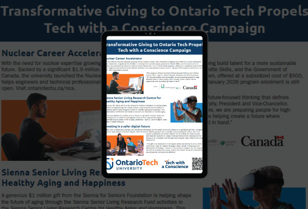 Decorative Image of Tech with a Conscience campaign ad as featured in the Globe and Mail on Saturday, October 11, 2025.