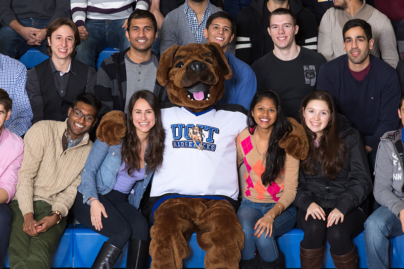 Hunter with students at the Graduating Class Challenge