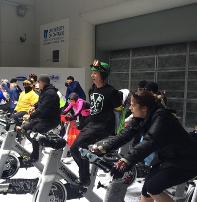 Participants cycling in the Ontario Shores Extreme Challenge