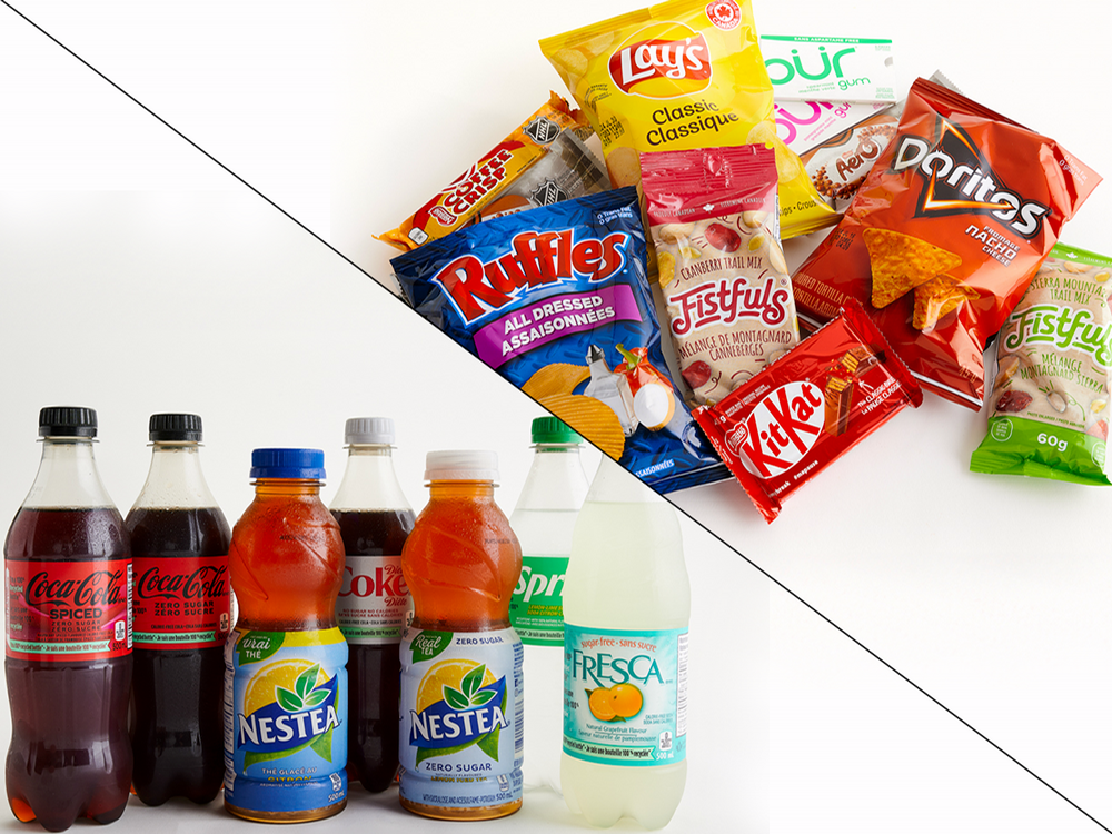 An image of chip bags and snacks.