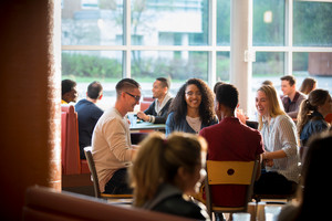 Students eating in the dining hall