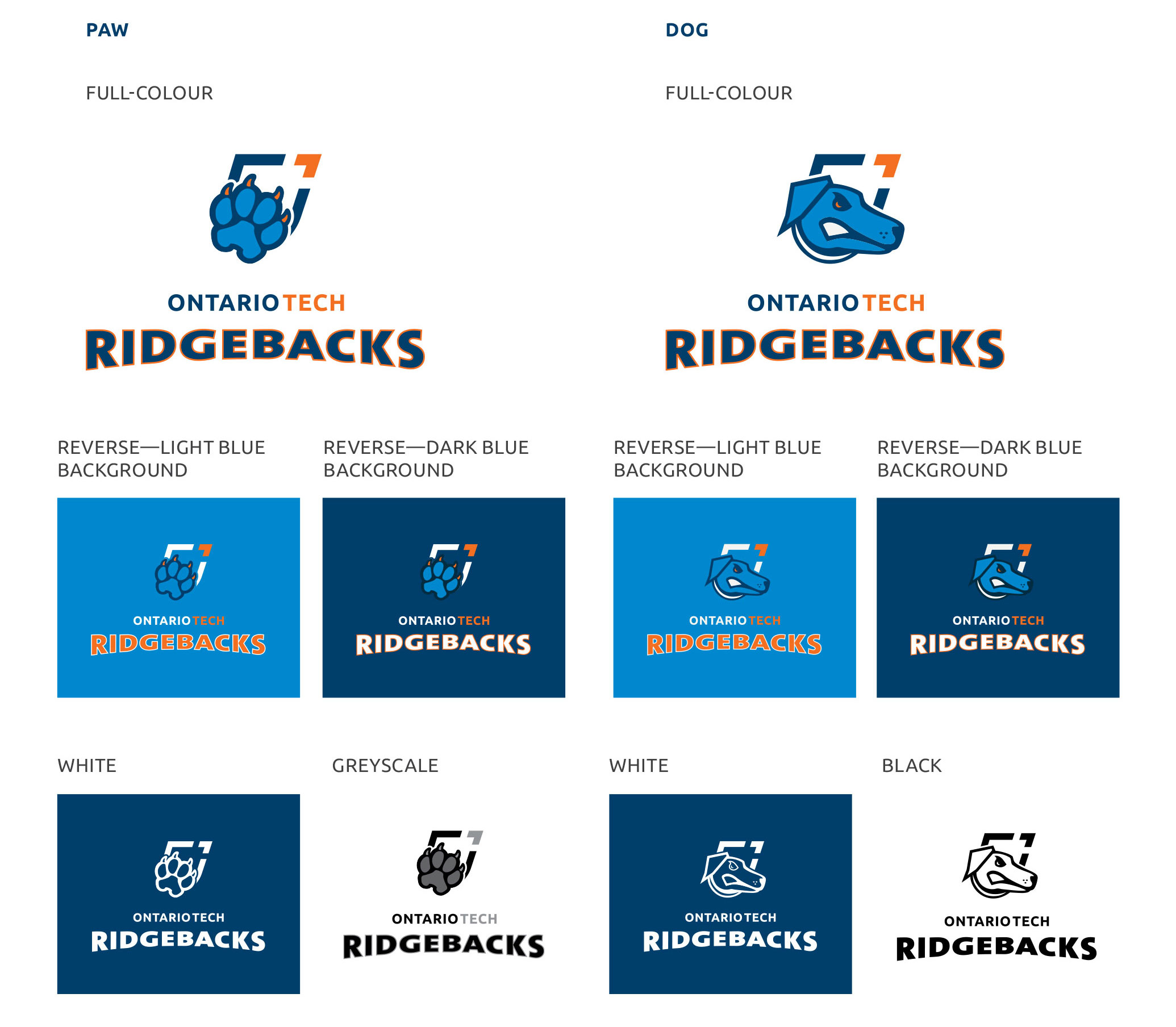 Ridgebacks primary symbol and wordmark logo versions