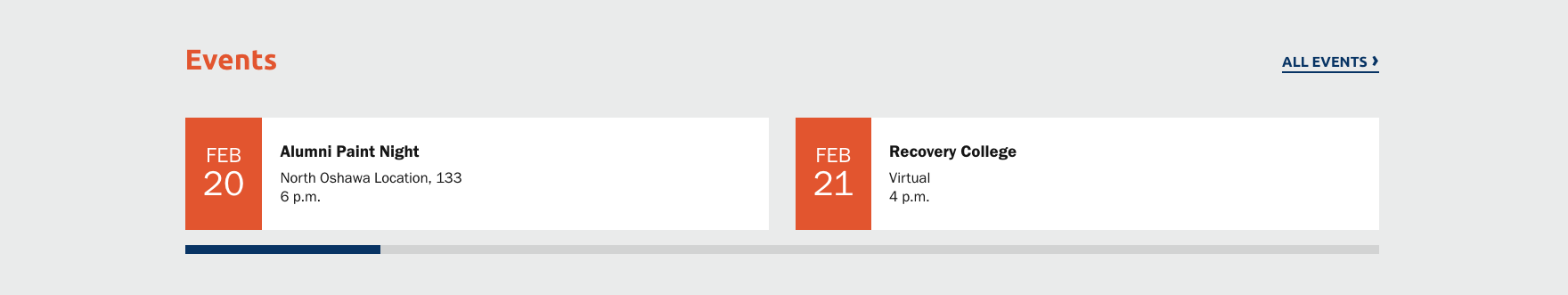 Diagram of embedded events feed