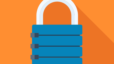 image of a blue lock on an orange background