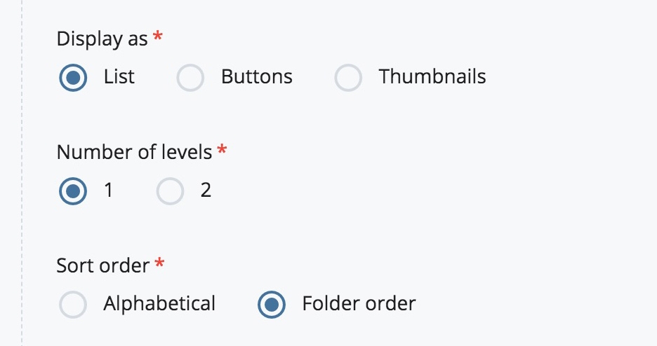 List layout options