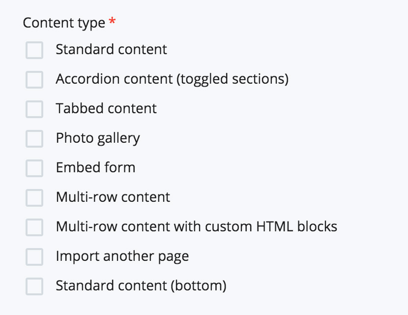 Content type options