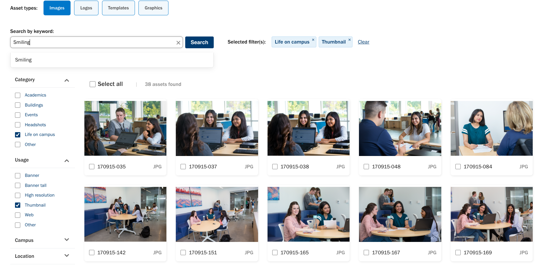 Asset Library search filter feature