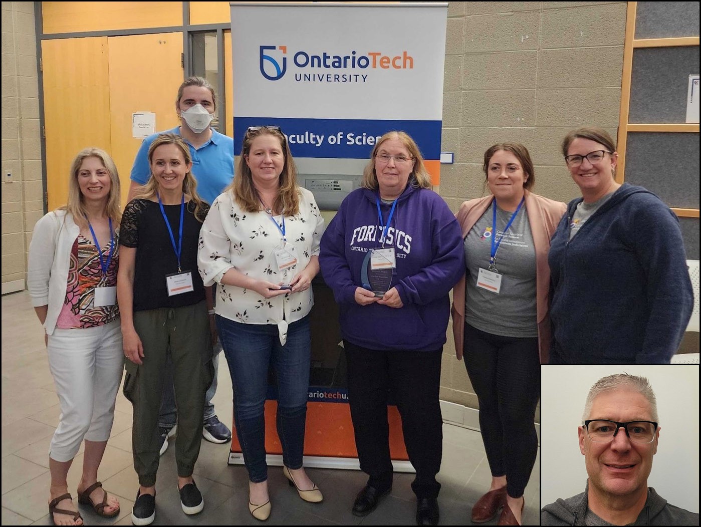 Members of the Forensic Science Program (Left to right): Dr. Hélène LeBlanc, Dr. Nelson Lafrenière, Dr. Jenna Comstock, Kimberly Nugent, M.Sc., Dr. Cecilia Hageman, Dr. Theresa Stotesbury, Stacey Sainte-Marie, M.Sc., Jeff Ward, B.F.I.