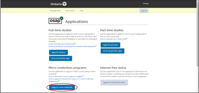 This is an image to apply for OSAP