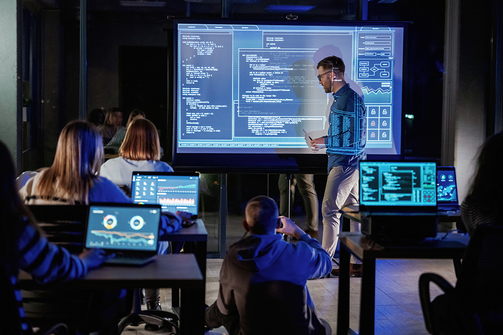 Students studying machine learning