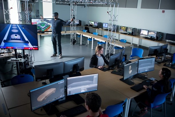 A class in a computer lab