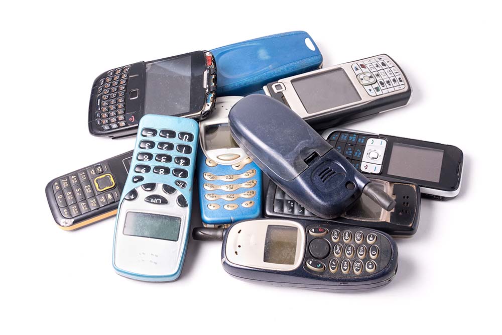 A pile of old phones