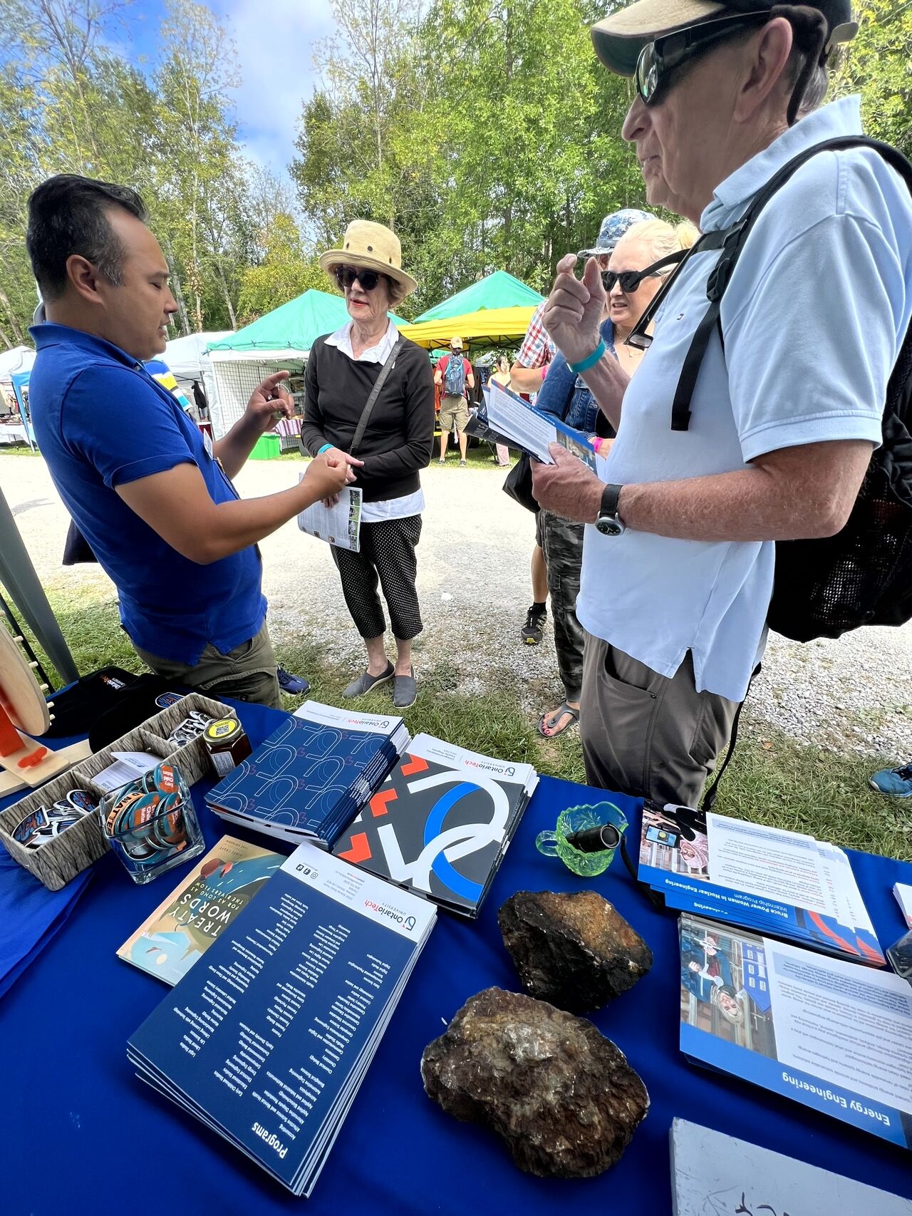 Rama Pow Wow 2023 hosted by the Chippewas of Rama First Nation.  Francis talks to passersby about the proposed subcritical assembly project and the benefits of nuclear as a clean energy in the fight against climate change.  Clean energy, protecting the environment, and fighting climate change have been always been strong issues important to Indigenous communities.