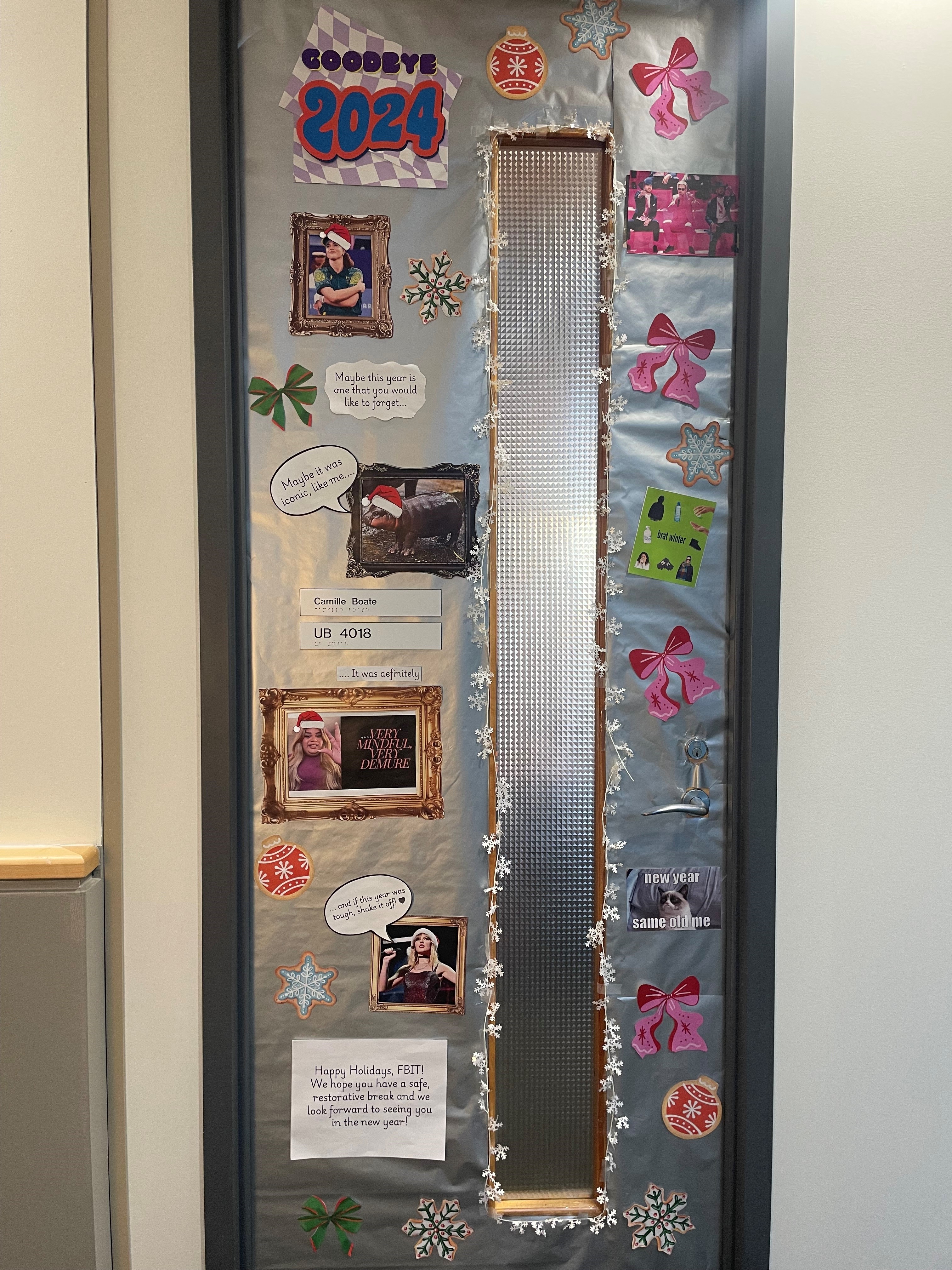 office door decorated for the holidays