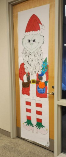 office door decorated with the Grinch for Door Decorating Contest