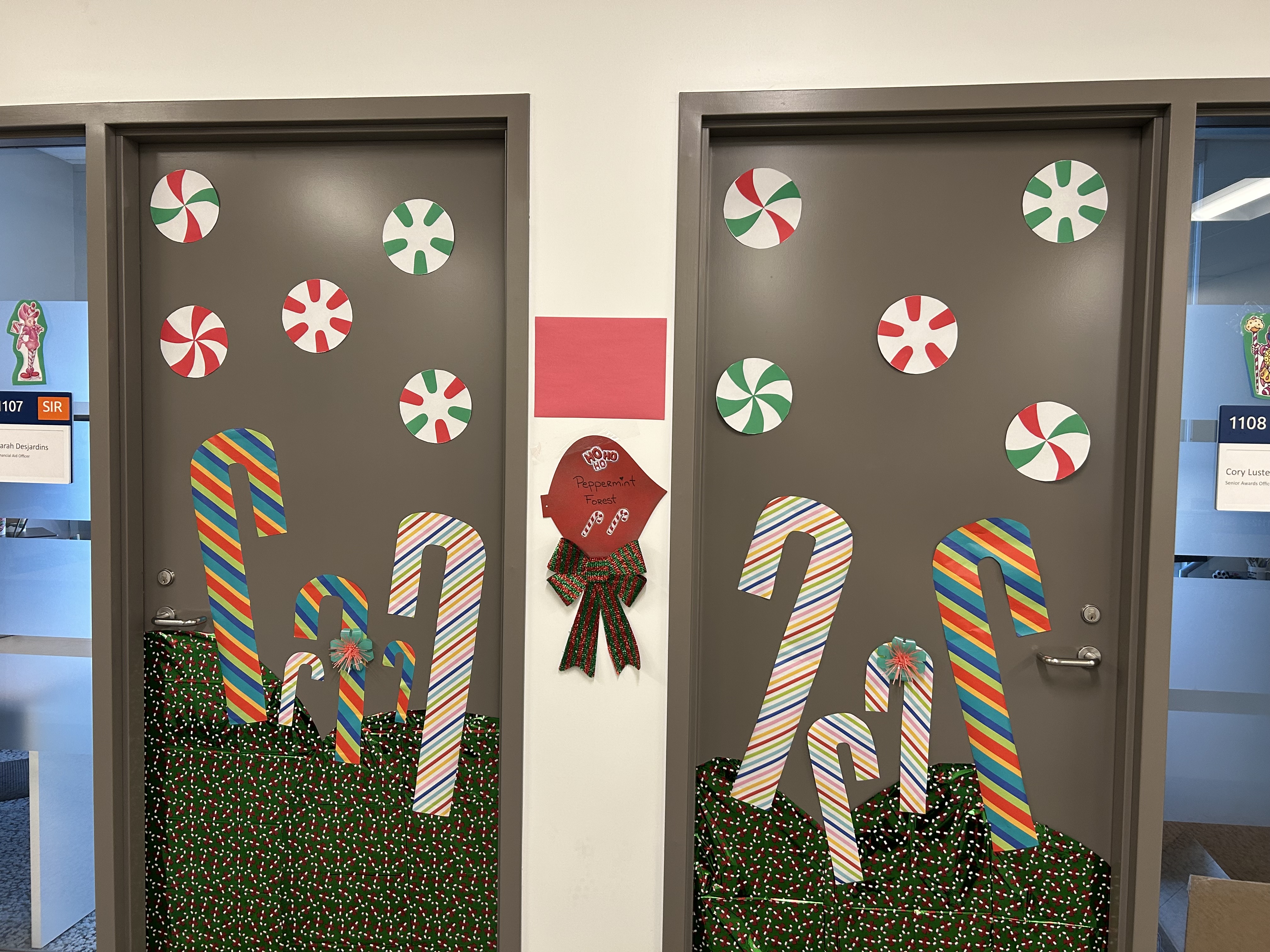 office door decorated for the holidays