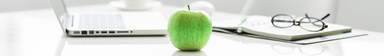 Apple on desk