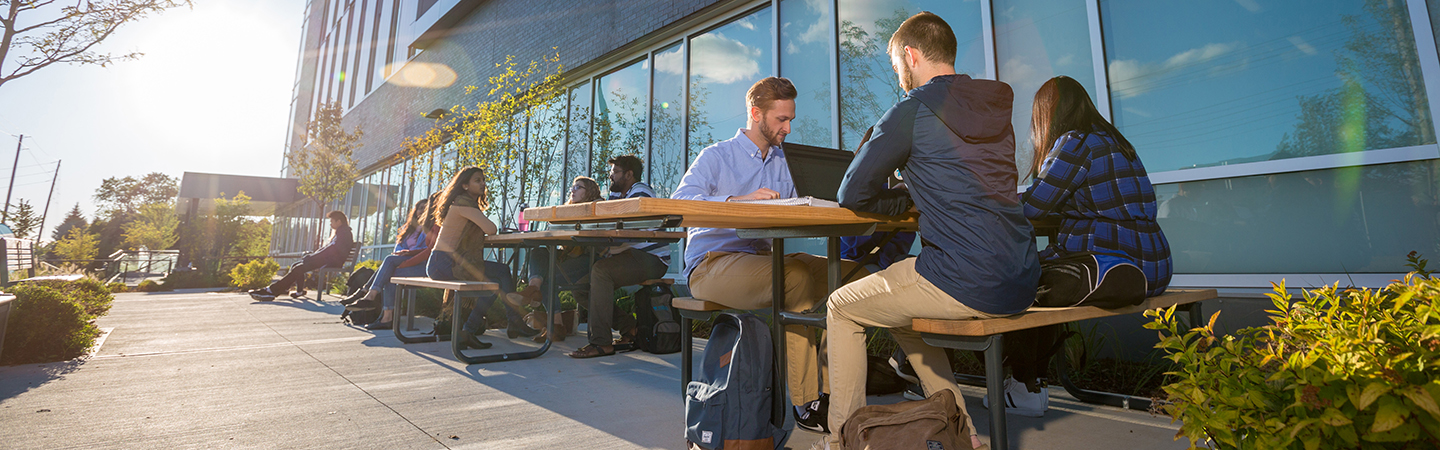 Students outside of SIR. 