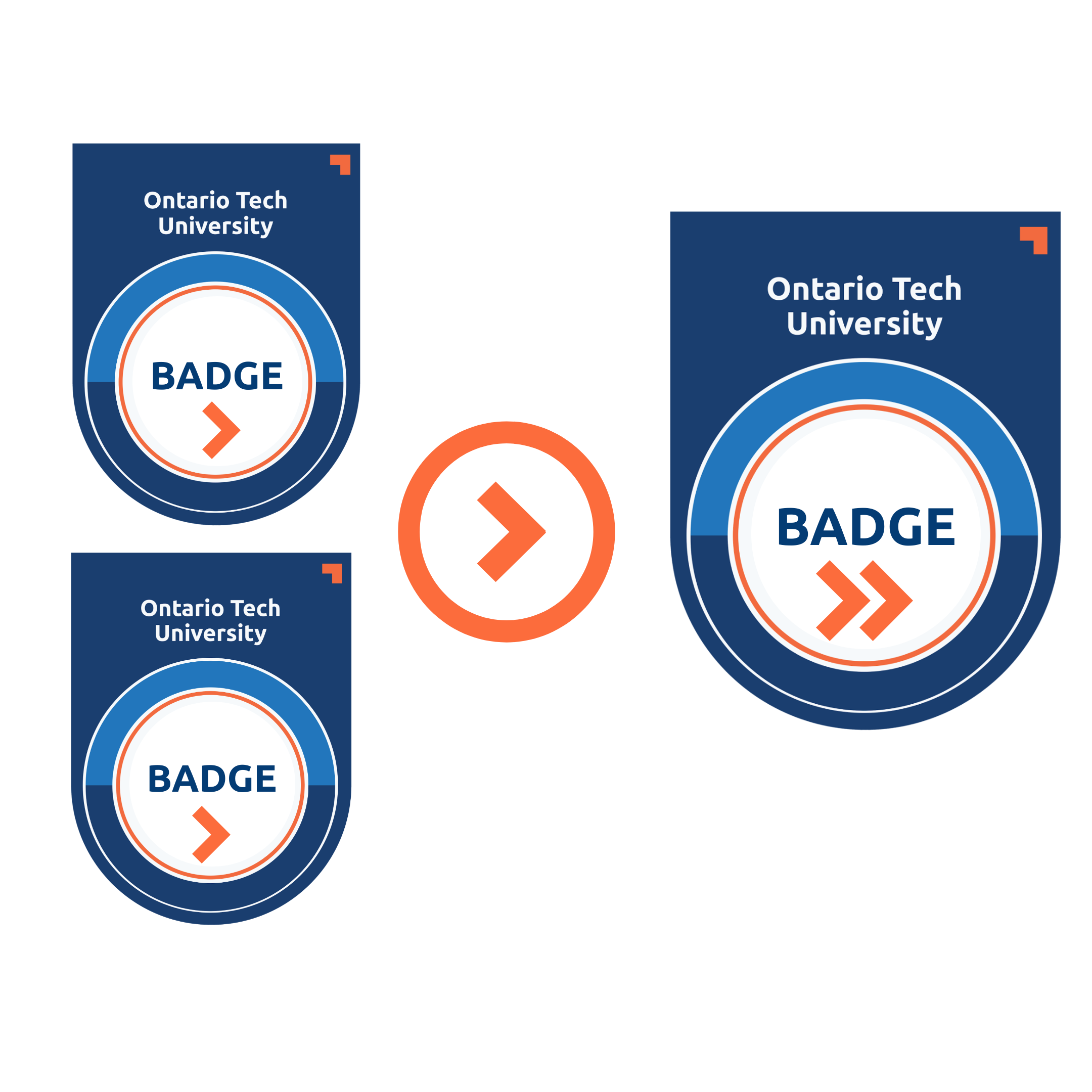 An illustration of two level-one badges, stacking toward a level 2 badge