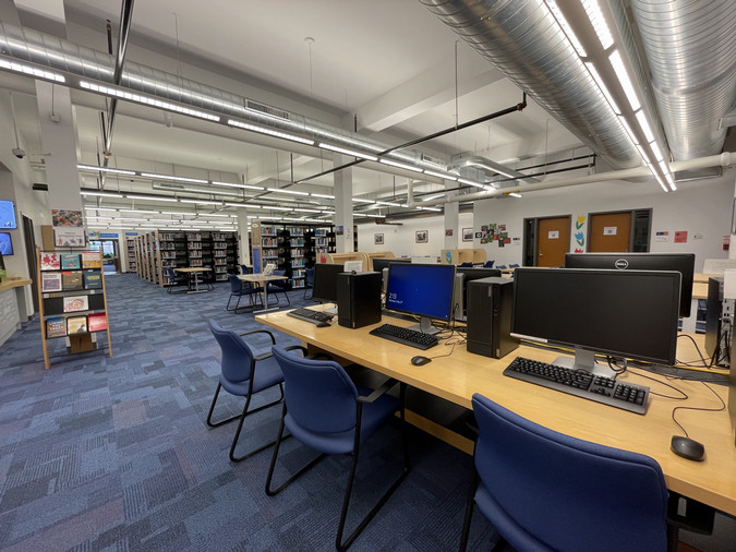 Computer workstations in the library