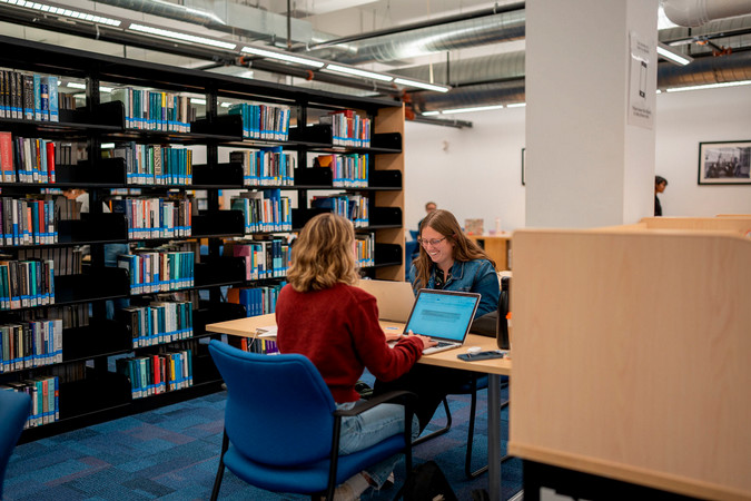 students studying in the library
