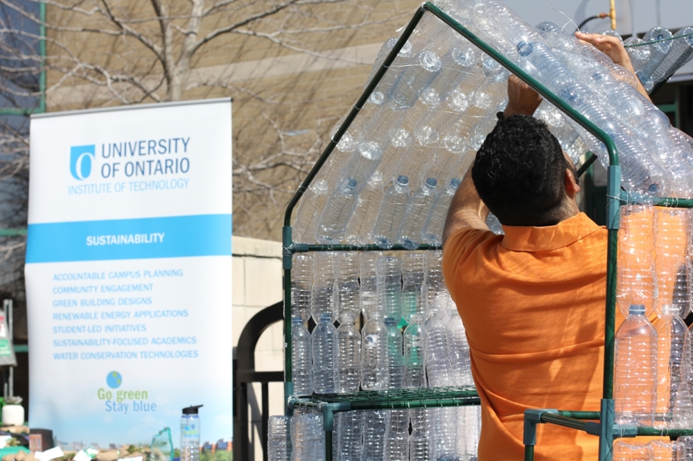 Greenhouse made out of platic water bottles