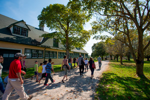 People on a walking tour at Windfields Farm.