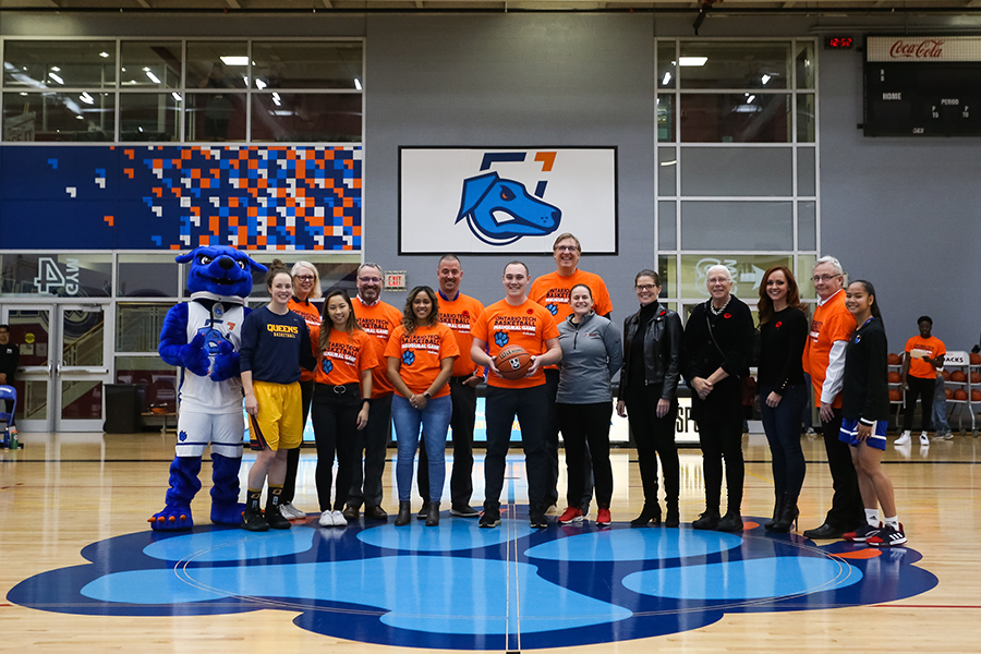 President Steven Murphy at the first-ever regular season Ridgebacks basketball home games.