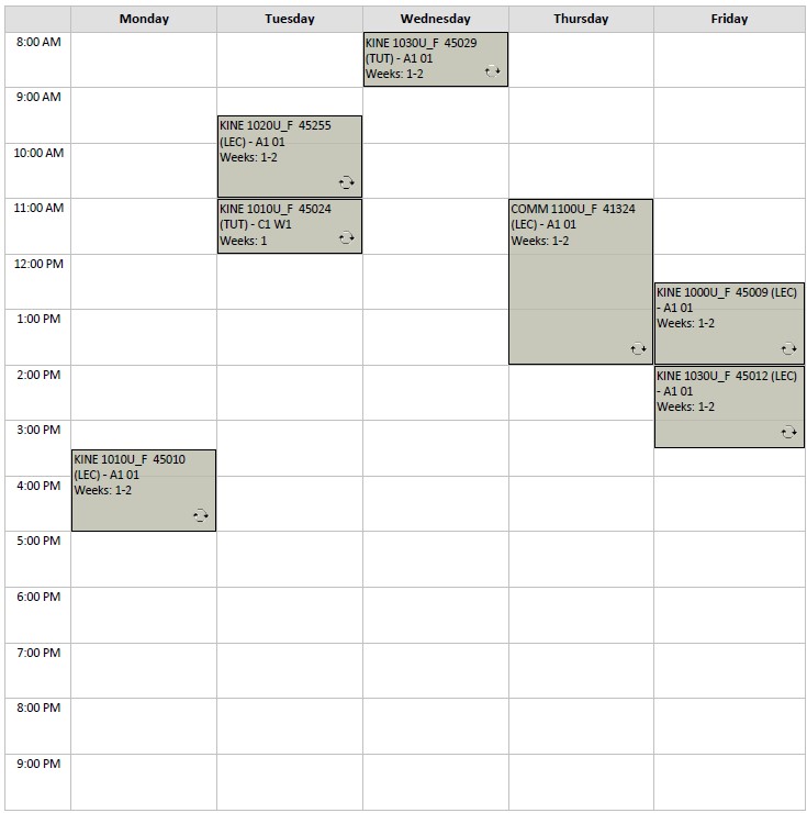 Fall Kinesiology Option B2 visual