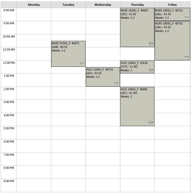 Fall Nursing Block 5 visual