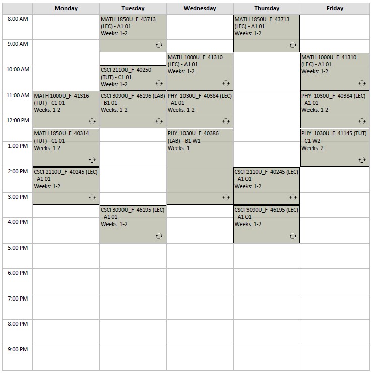 Fall Advanced Entry Computer Science Option A visual