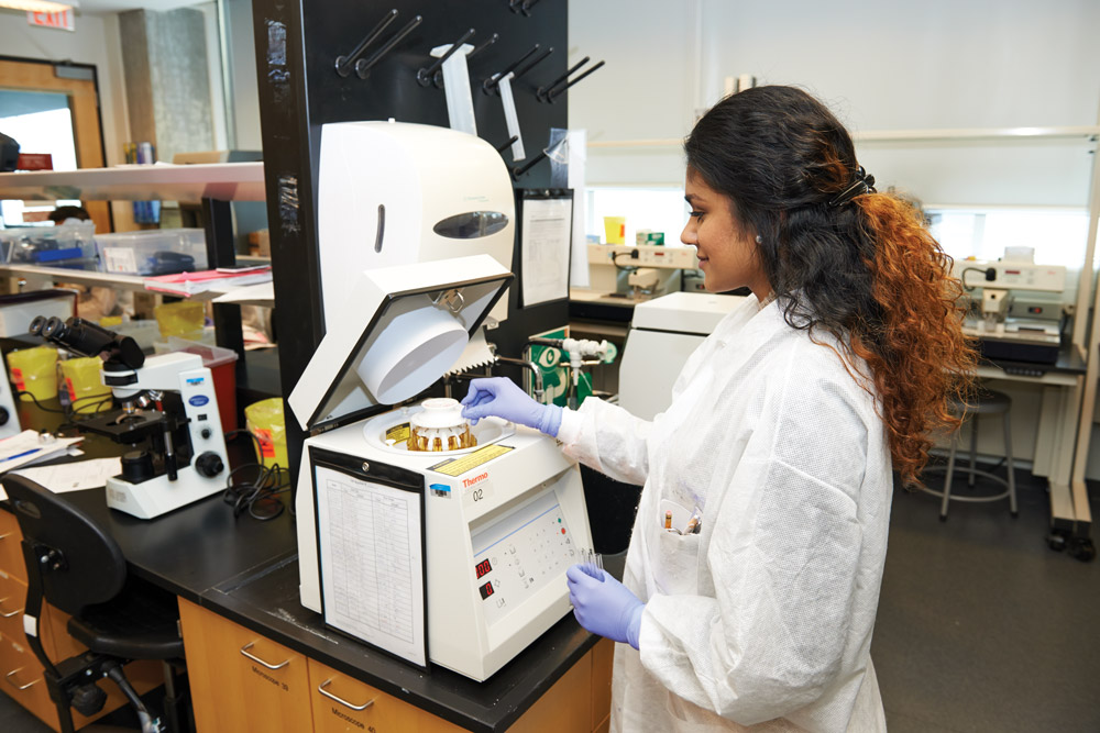 Student working in a medical laboratory science lab.