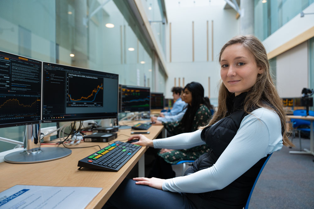 Student on computer