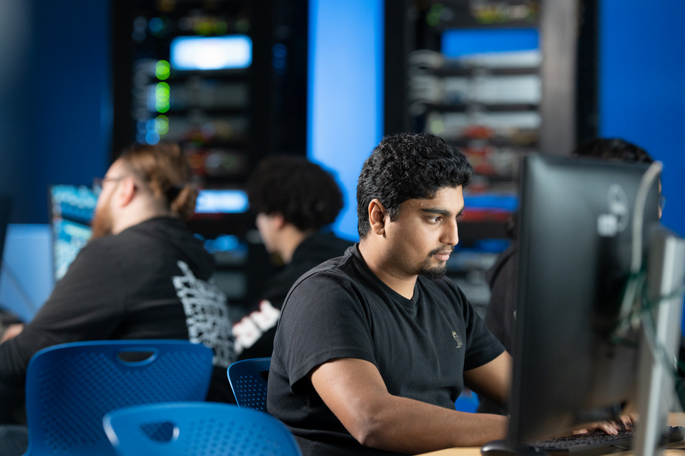 Student in computer lab.