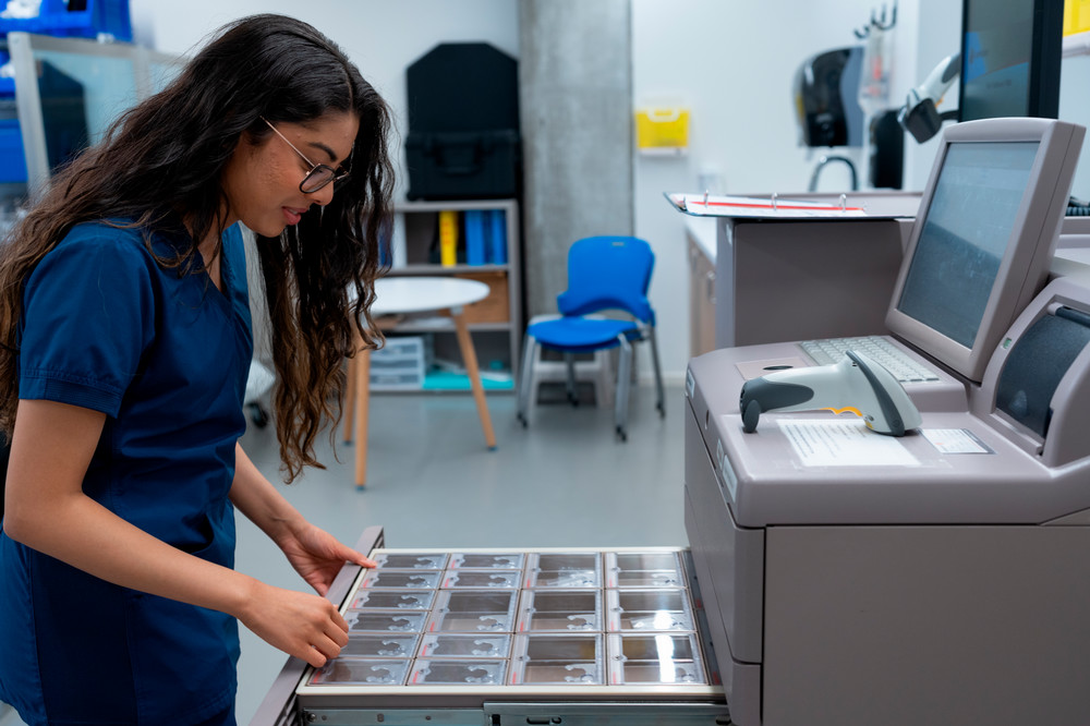 Student in a medical lab.