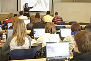 Students in a science lab.