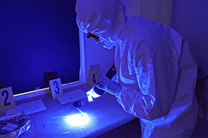 Two student using a microscope in a laboratory 