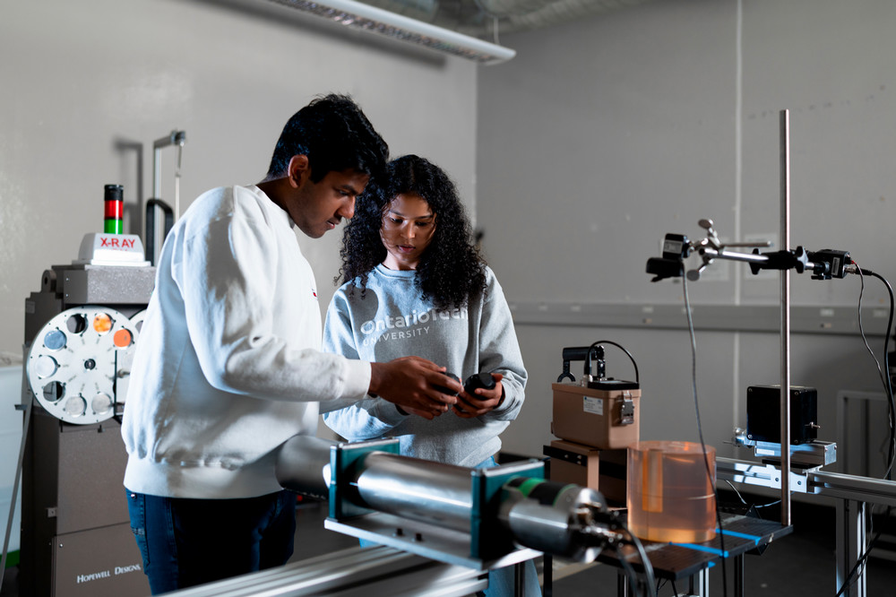 Students working on equipment in lab