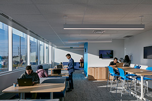 Students studying in library