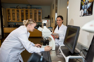 Students in a science lab.