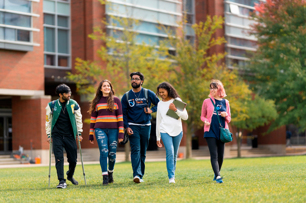 Students walking outside.