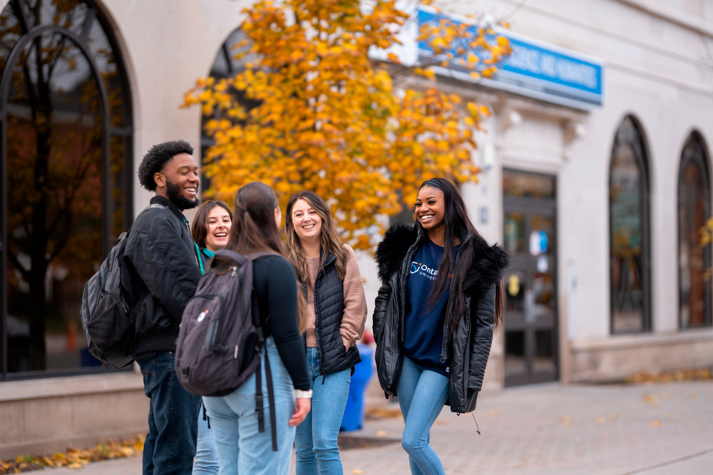 Students outside downtown campus.