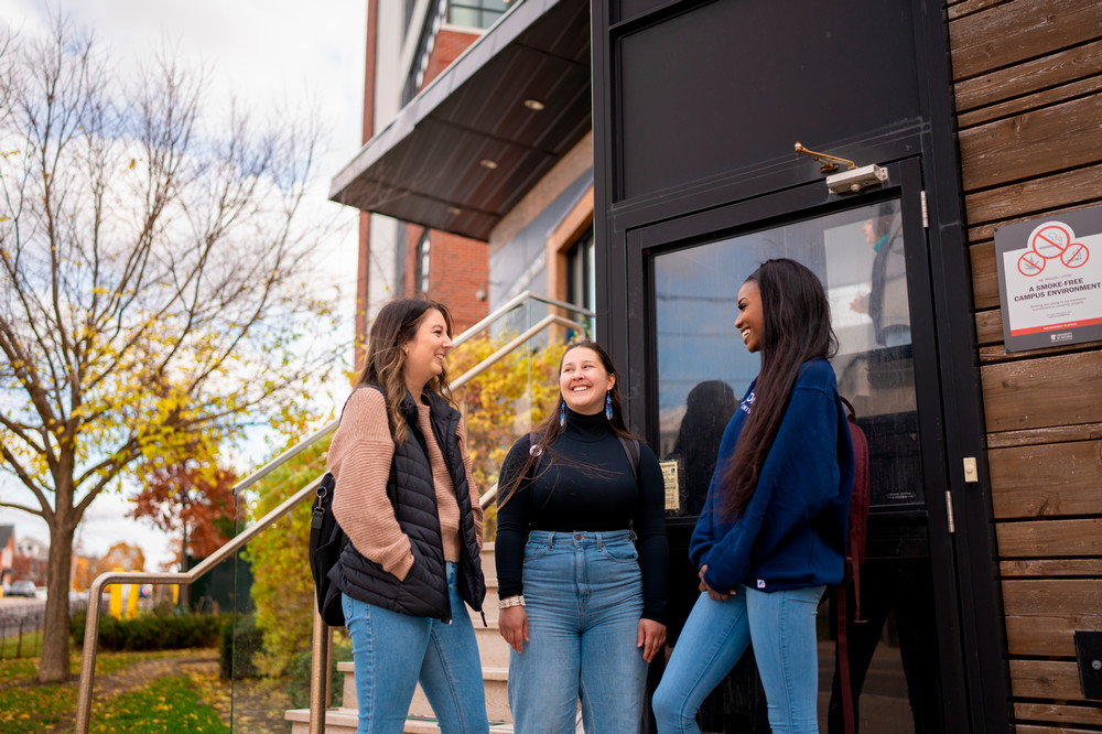 Students outside downtown campus