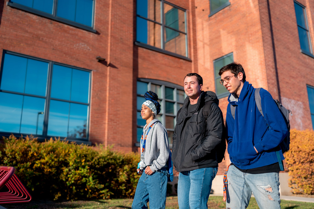 Students walking outside.