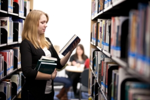 Student in library