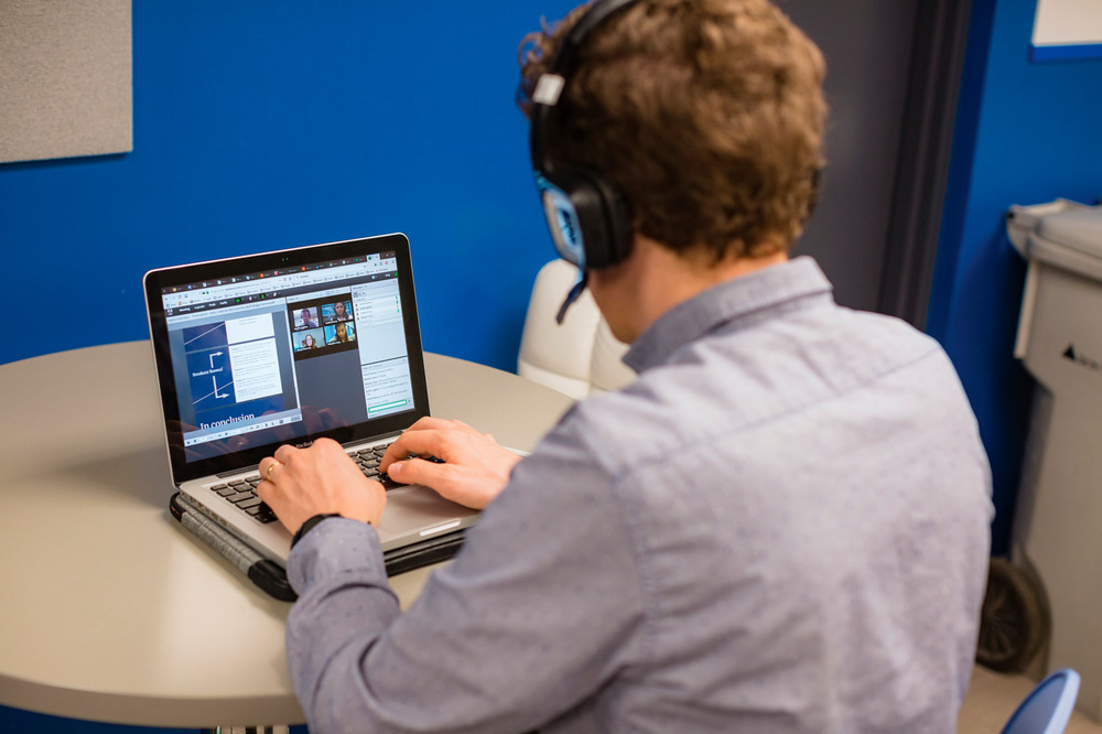 student on a video call